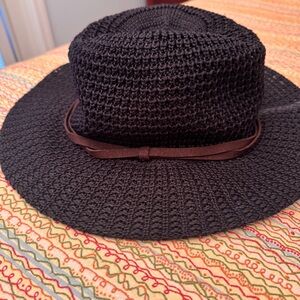 Four Buttons San Diego Hat Co Black Woven Sun Hat Panama hat fedora style hat
